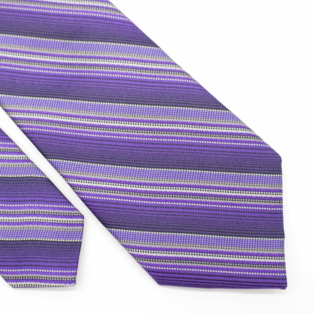 Kenneth Cole Awearness‎ Purple Striped Silk Tie Woven Skinny